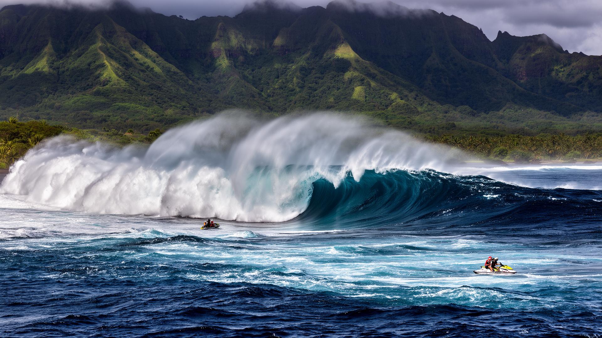 Teahupo'o surf break in Tahiti, French Polynesia